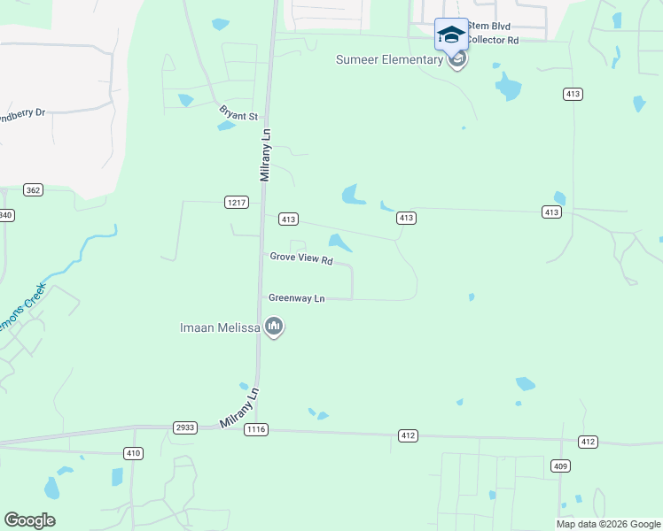 map of restaurants, bars, coffee shops, grocery stores, and more near 3035 Grove View Road in Melissa