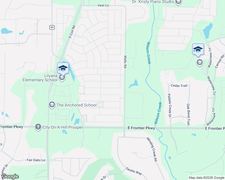 map of restaurants, bars, coffee shops, grocery stores, and more near 1709 Snowdrop Drive in Prosper