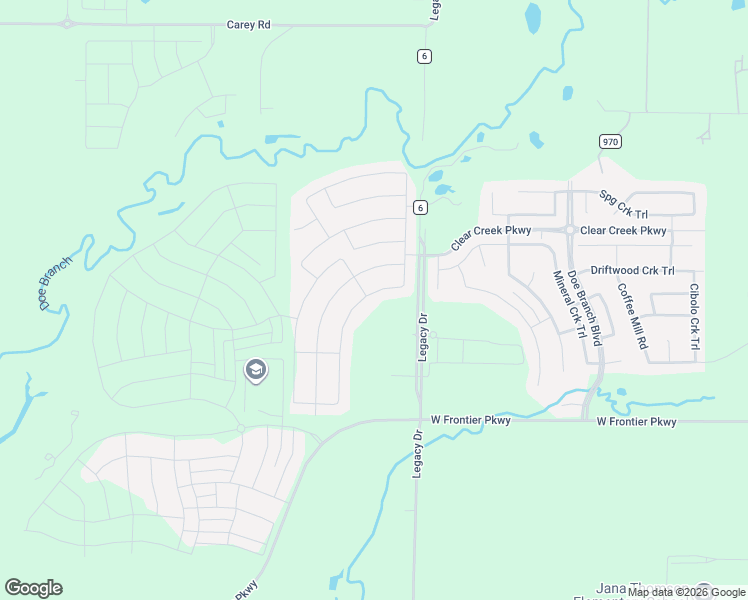 map of restaurants, bars, coffee shops, grocery stores, and more near 3604 Highland Bayou Drive in Prosper