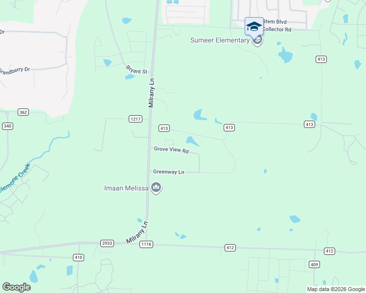 map of restaurants, bars, coffee shops, grocery stores, and more near 3035 Grove View Road in Melissa
