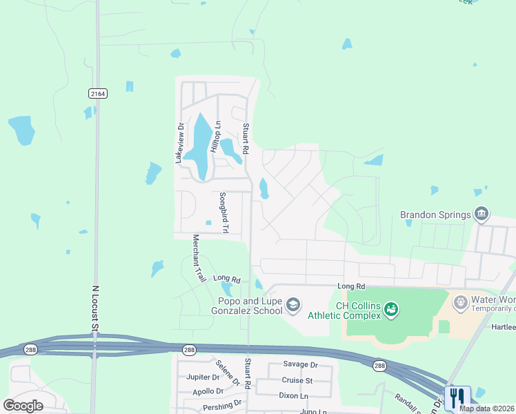 map of restaurants, bars, coffee shops, grocery stores, and more near 1004 Lansman Trail in Denton