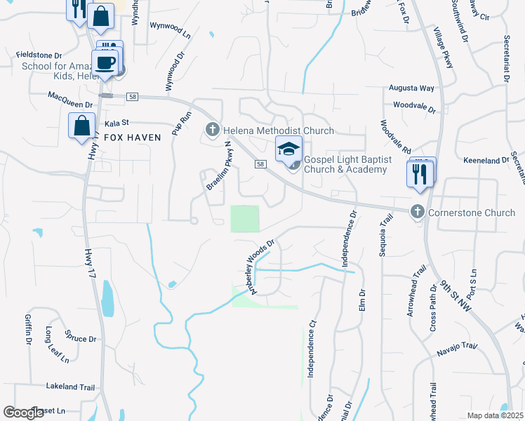 map of restaurants, bars, coffee shops, grocery stores, and more near 1425 Timber Circle in Helena