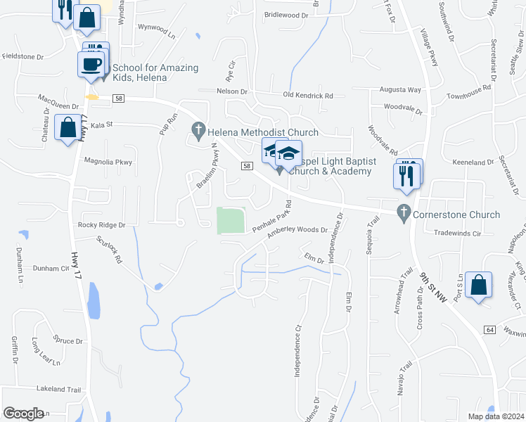 map of restaurants, bars, coffee shops, grocery stores, and more near 1415 Timber Circle in Helena