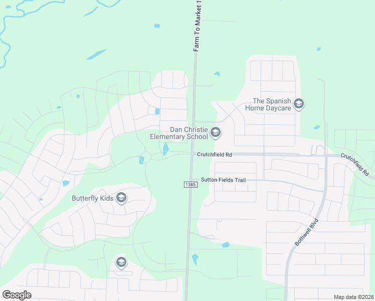 map of restaurants, bars, coffee shops, grocery stores, and more near 13900 Crutchfield Road in Aubrey