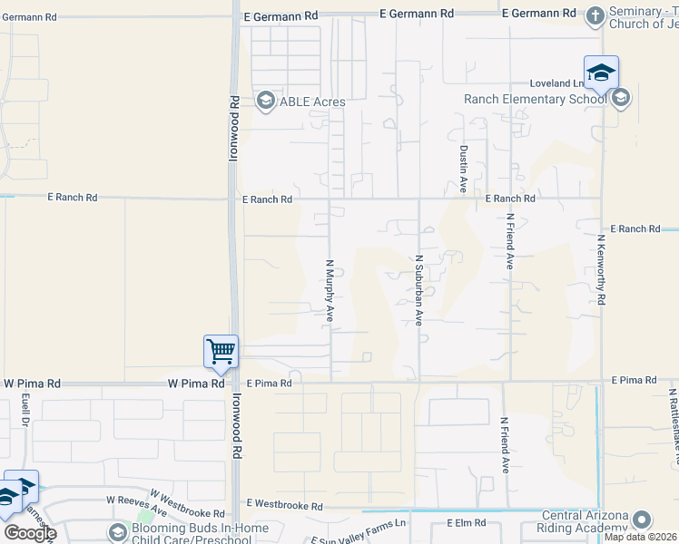 map of restaurants, bars, coffee shops, grocery stores, and more near 42871 North Murphy Avenue in San Tan Valley