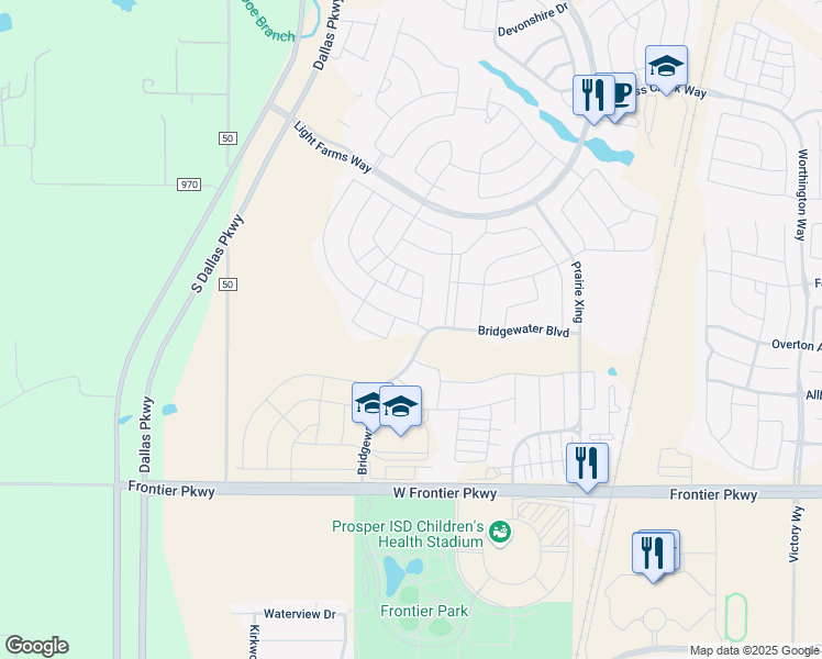map of restaurants, bars, coffee shops, grocery stores, and more near 1624 Ellington Drive in Celina