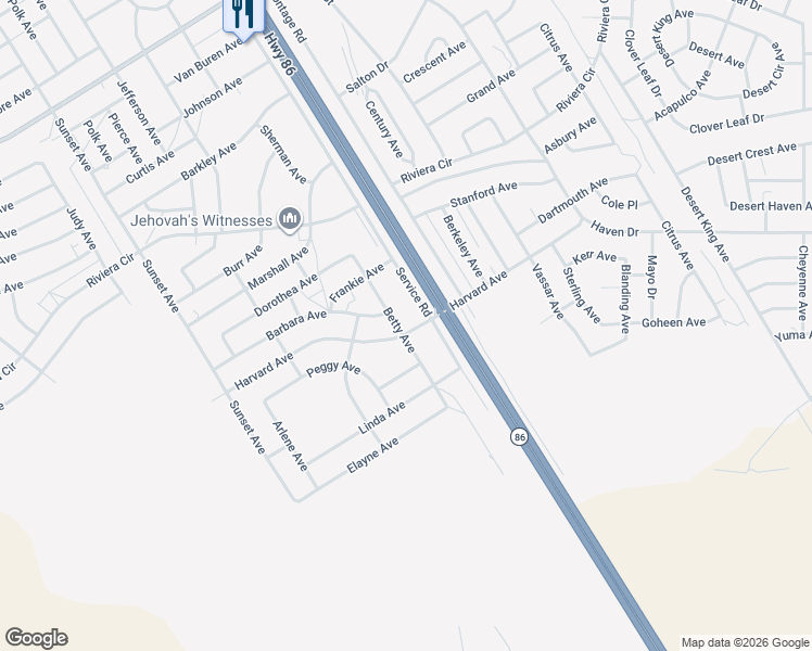 map of restaurants, bars, coffee shops, grocery stores, and more near 1938 Betty Avenue in Thermal