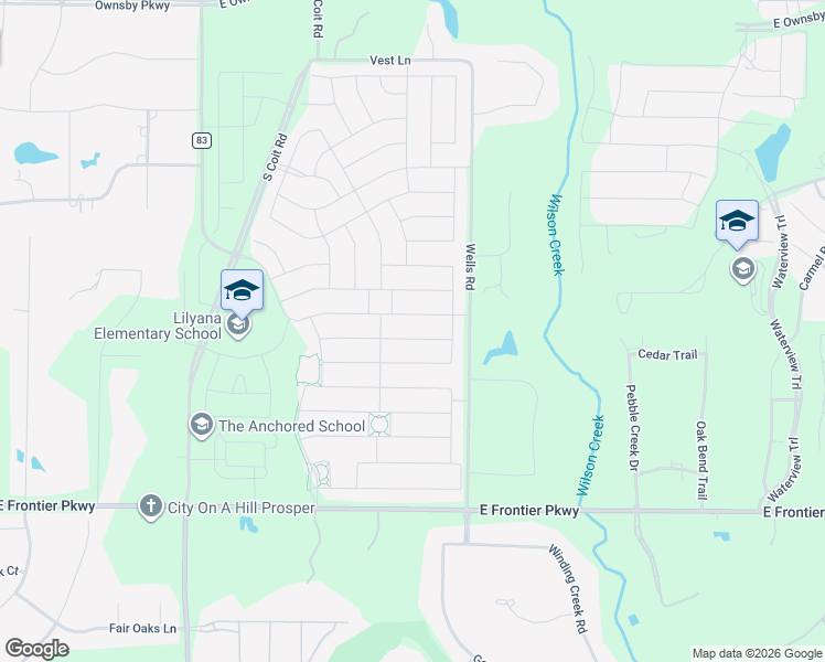 map of restaurants, bars, coffee shops, grocery stores, and more near 1612 Bird Cherry Lane in Prosper