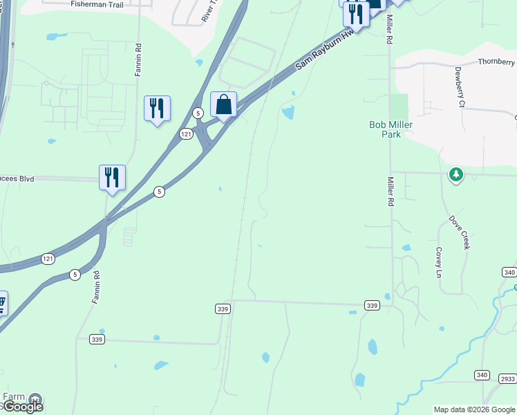 map of restaurants, bars, coffee shops, grocery stores, and more near 4803 Creekside Road in Melissa