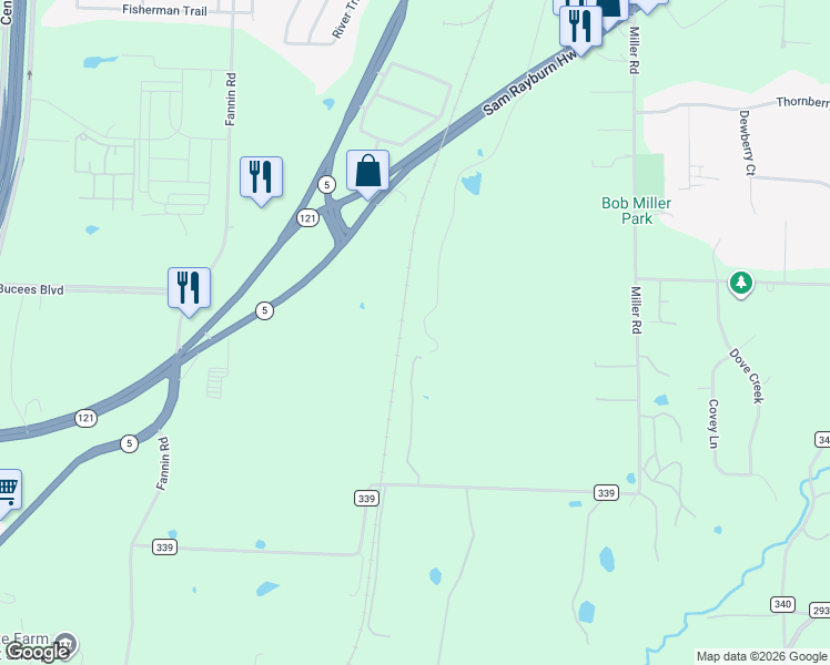 map of restaurants, bars, coffee shops, grocery stores, and more near 4803 Creekside Road in Melissa