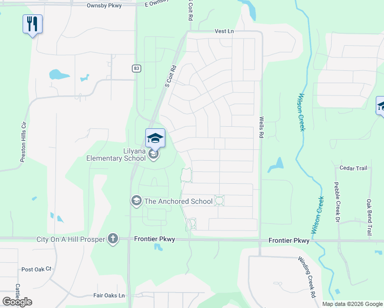 map of restaurants, bars, coffee shops, grocery stores, and more near 4106 Jasmine Lane in Celina