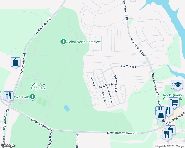 map of restaurants, bars, coffee shops, grocery stores, and more near 5499 Park Avenue in Tuscaloosa