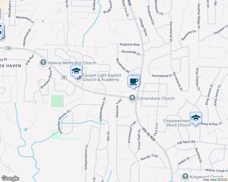 map of restaurants, bars, coffee shops, grocery stores, and more near 101 Frances Lane in Helena
