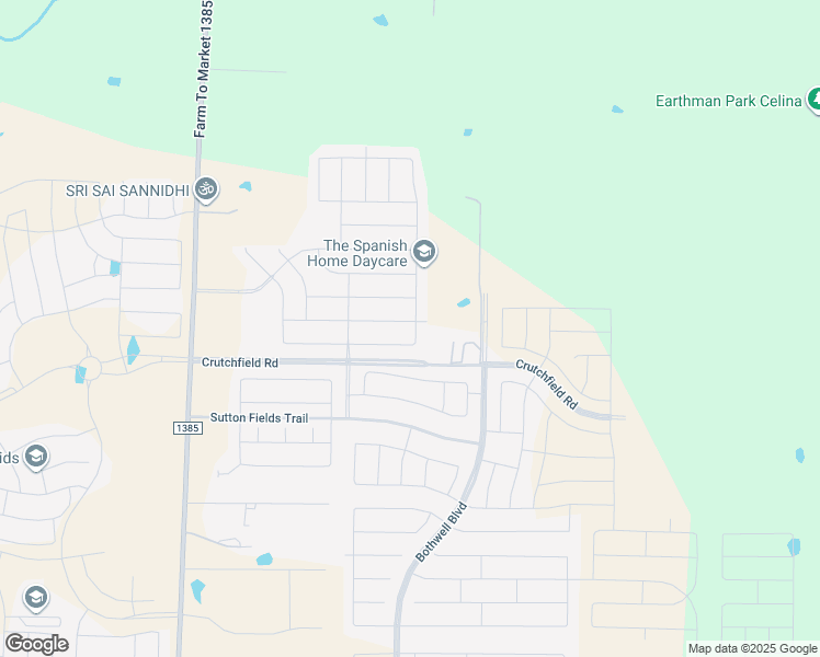 map of restaurants, bars, coffee shops, grocery stores, and more near 6100 Cheshire Street in Aubrey