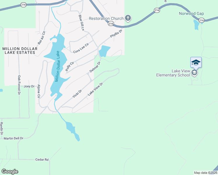 map of restaurants, bars, coffee shops, grocery stores, and more near 21211 Lake View Drive in Lake View