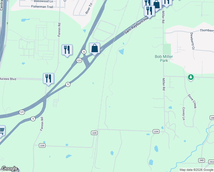 map of restaurants, bars, coffee shops, grocery stores, and more near 4803 Creekside Road in Melissa