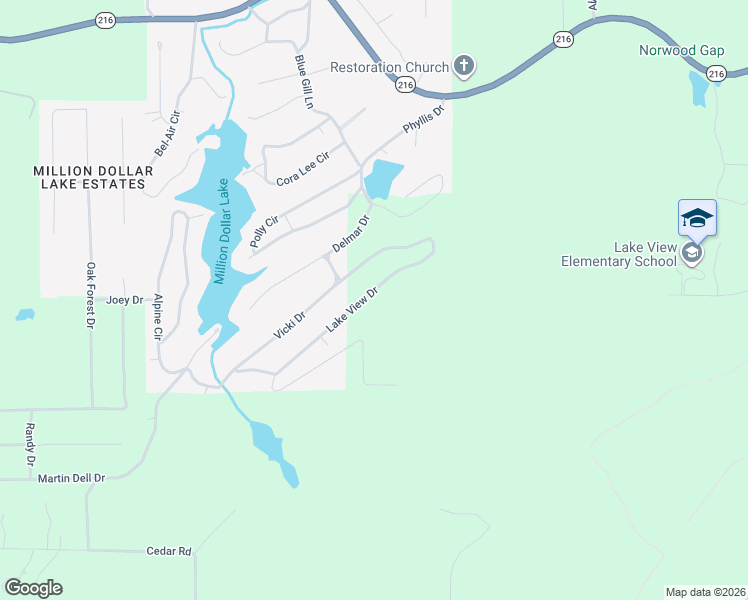 map of restaurants, bars, coffee shops, grocery stores, and more near 21211 Lake View Drive in Lake View