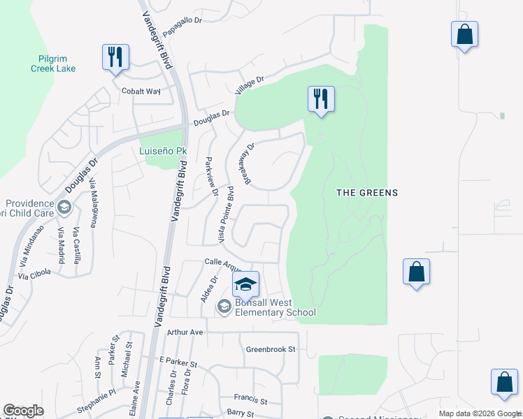 map of restaurants, bars, coffee shops, grocery stores, and more near 1191 Bellingham Drive in Oceanside
