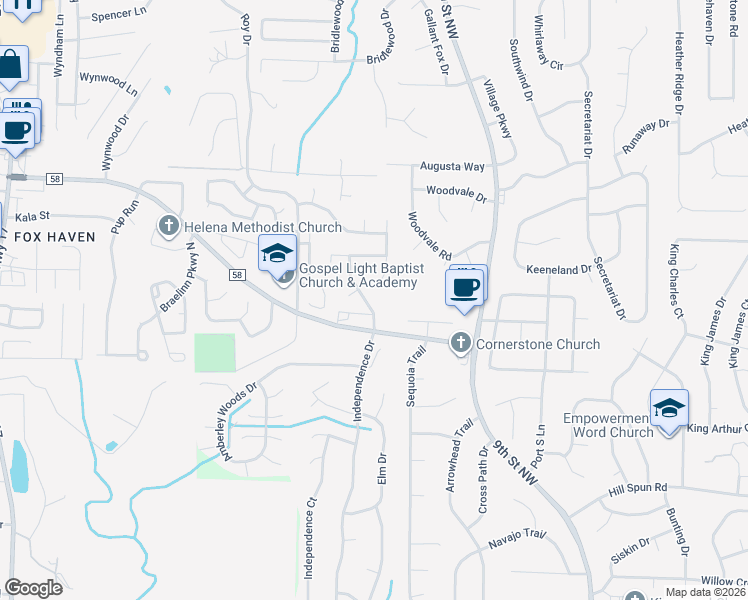 map of restaurants, bars, coffee shops, grocery stores, and more near 152 Laurel Woods Drive in Helena