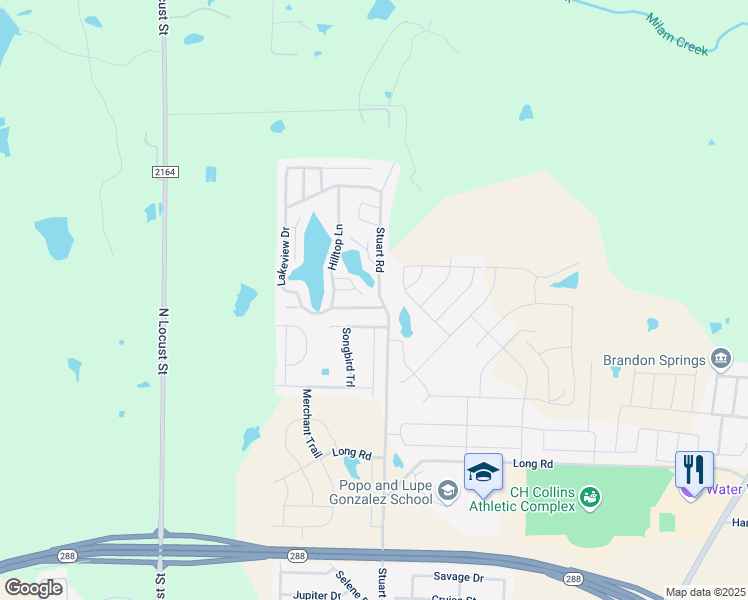 map of restaurants, bars, coffee shops, grocery stores, and more near 307 Lakeview Drive in Denton