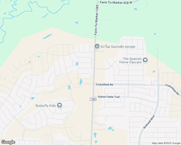 map of restaurants, bars, coffee shops, grocery stores, and more near Bonar Road in Aubrey