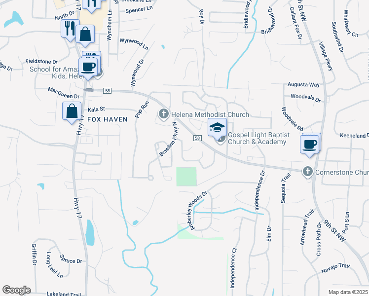 map of restaurants, bars, coffee shops, grocery stores, and more near 1581 Timber Court in Helena
