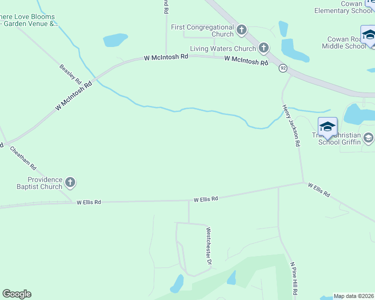 map of restaurants, bars, coffee shops, grocery stores, and more near 1041 West Ellis Road in Griffin