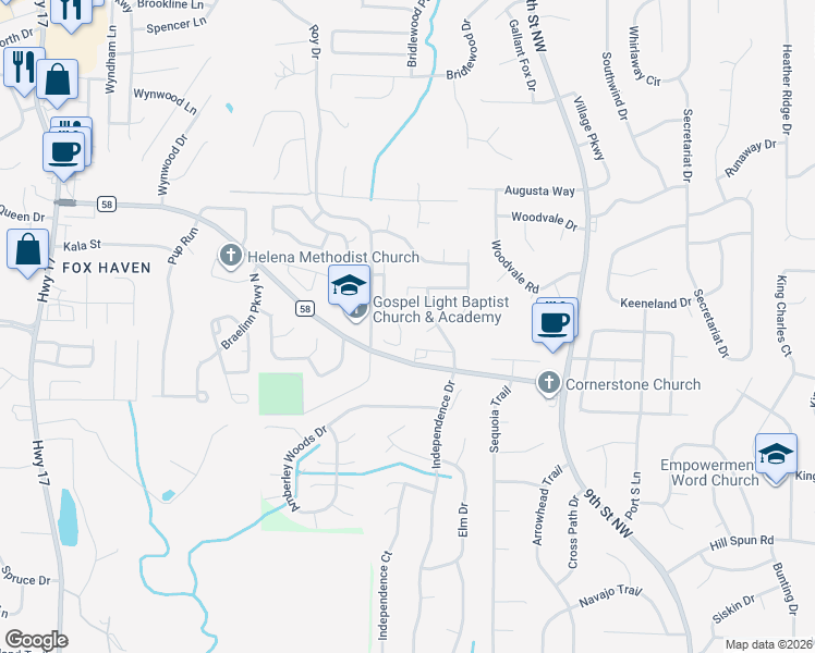 map of restaurants, bars, coffee shops, grocery stores, and more near 131 Roy Court in Helena