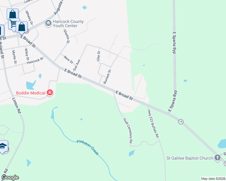 map of restaurants, bars, coffee shops, grocery stores, and more near 8283 East Broad Street in Sparta