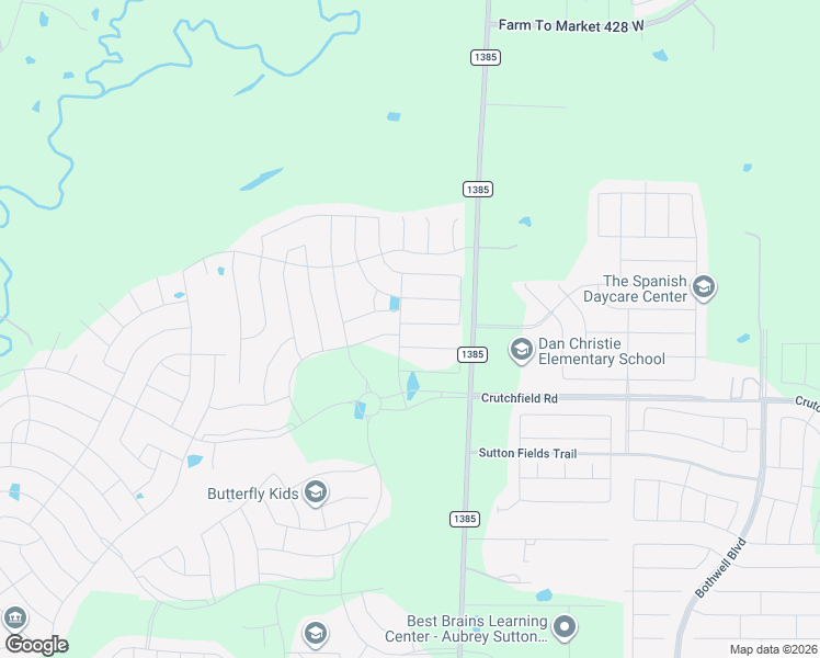 map of restaurants, bars, coffee shops, grocery stores, and more near Bonar Road in Aubrey