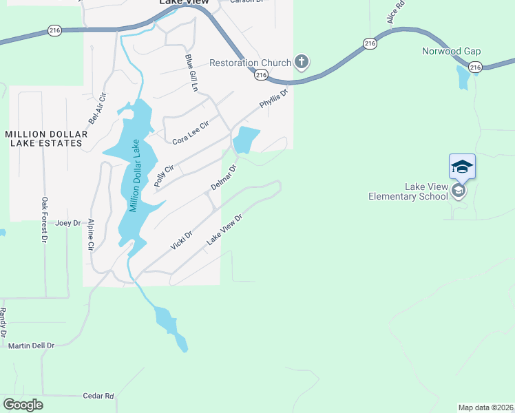 map of restaurants, bars, coffee shops, grocery stores, and more near 21173 Lake View Drive in Lake View