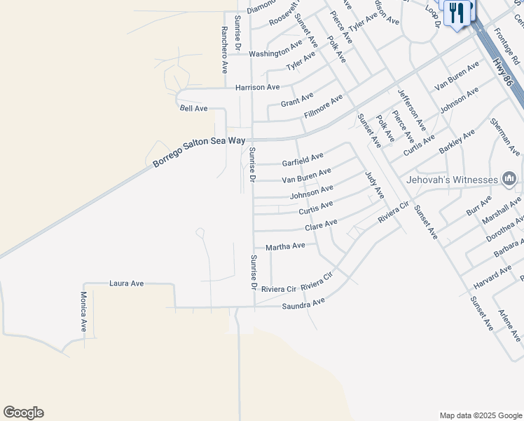 map of restaurants, bars, coffee shops, grocery stores, and more near 1390 Curtis Avenue in Thermal