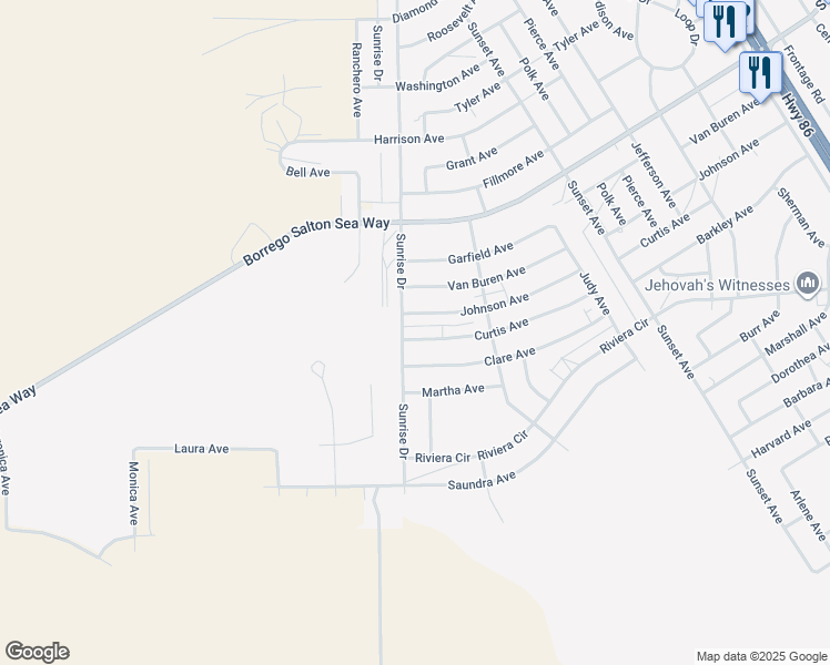 map of restaurants, bars, coffee shops, grocery stores, and more near 1390 Curtis Avenue in Thermal