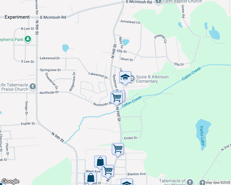 map of restaurants, bars, coffee shops, grocery stores, and more near 1316 Spellman Avenue in Griffin