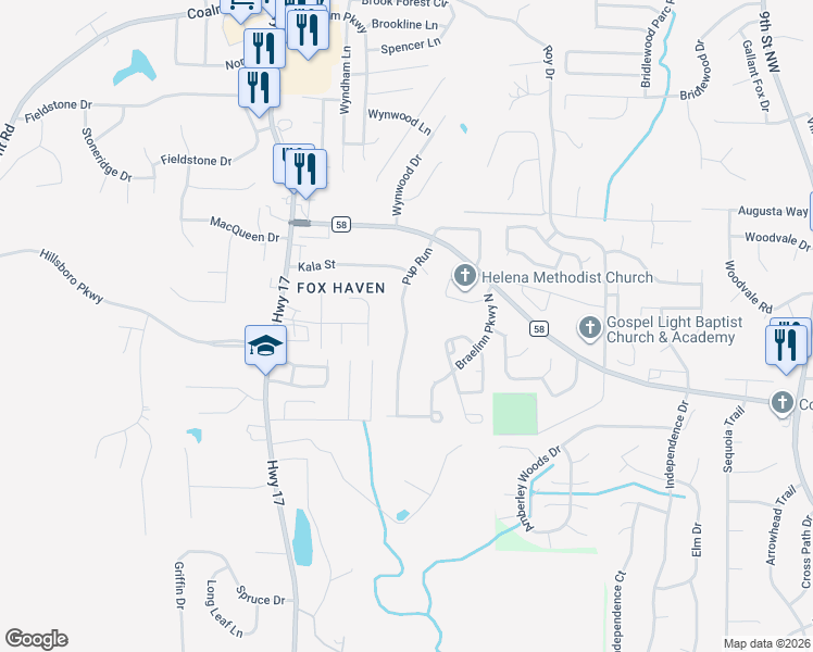 map of restaurants, bars, coffee shops, grocery stores, and more near 2221 Pup Run in Helena