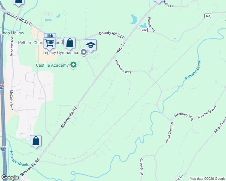 map of restaurants, bars, coffee shops, grocery stores, and more near 101 Grant Chester Lane in Pelham
