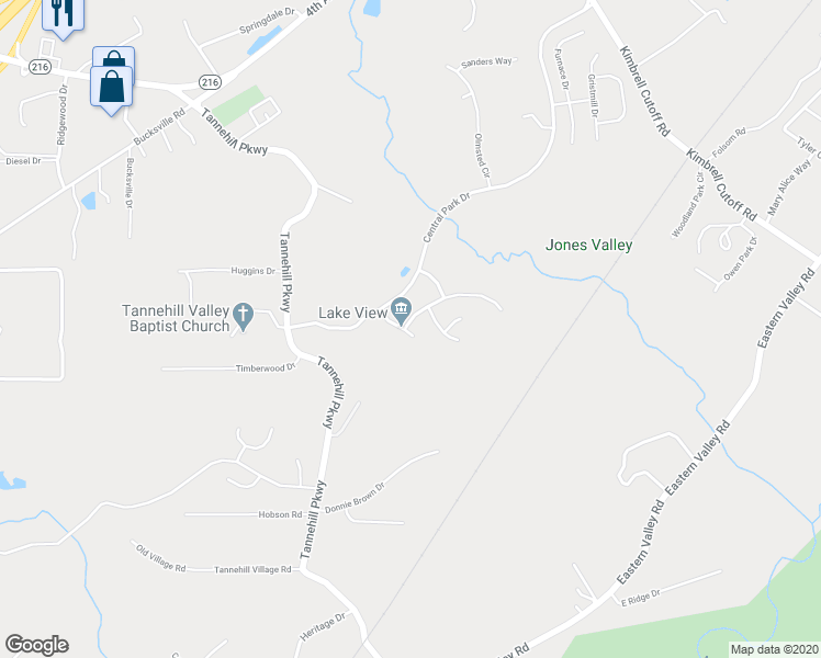 map of restaurants, bars, coffee shops, grocery stores, and more near 22801 Downing Park Circle in Lake View