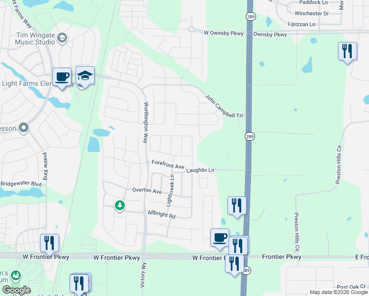 map of restaurants, bars, coffee shops, grocery stores, and more near 4039 Starl Creek in Celina