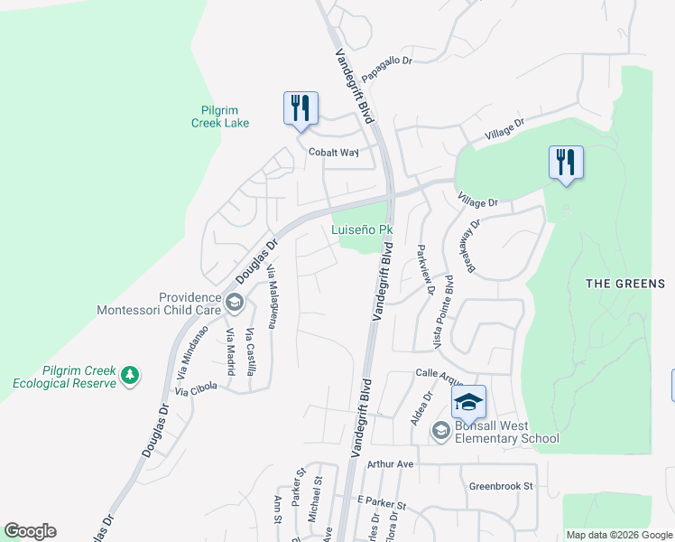map of restaurants, bars, coffee shops, grocery stores, and more near 5137 Eliot Street in Oceanside