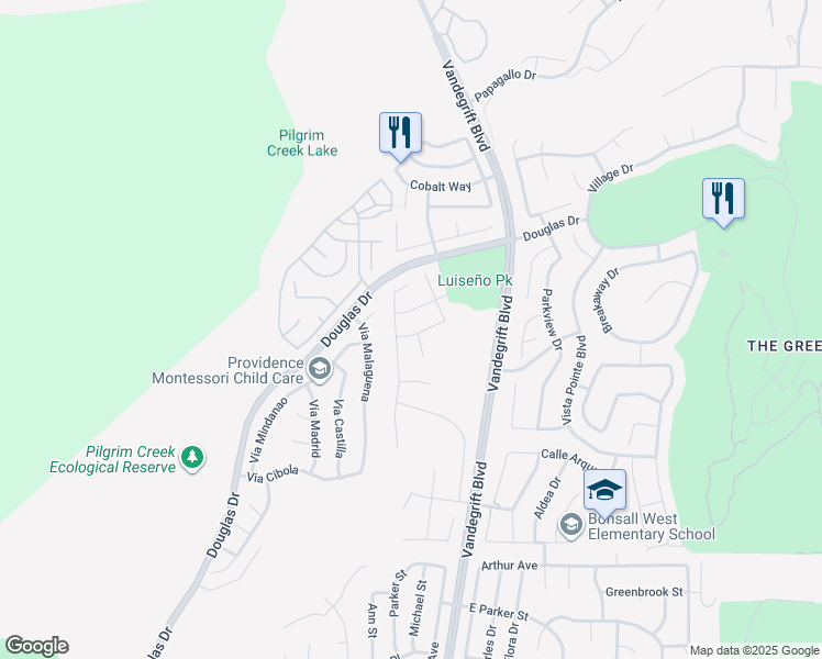 map of restaurants, bars, coffee shops, grocery stores, and more near 5108 Eliot Street in Oceanside