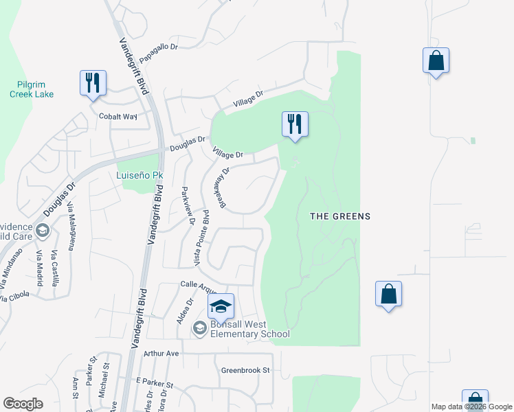 map of restaurants, bars, coffee shops, grocery stores, and more near 1217 Breakaway Drive in Oceanside