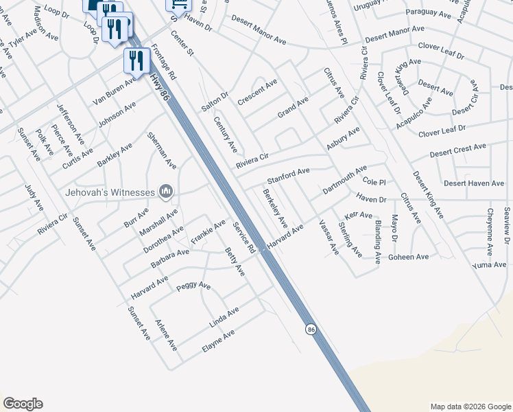 map of restaurants, bars, coffee shops, grocery stores, and more near 1972 Frontage Road in Thermal
