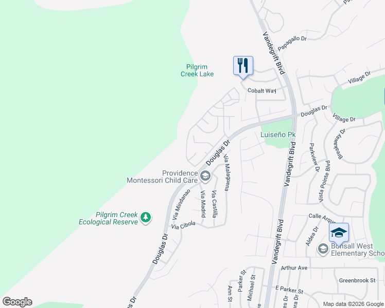 map of restaurants, bars, coffee shops, grocery stores, and more near 5164 Indian Court in Oceanside