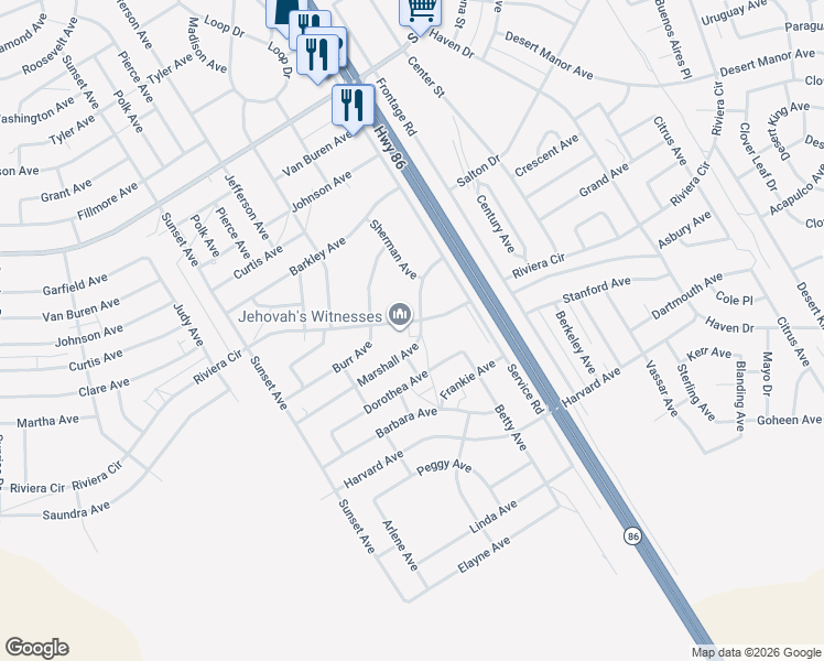 map of restaurants, bars, coffee shops, grocery stores, and more near 1201 Riviera Cir in Thermal