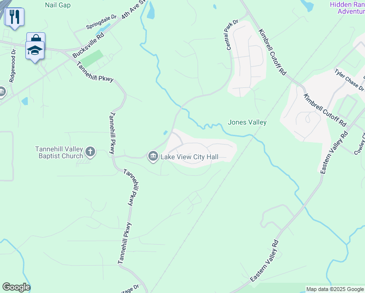 map of restaurants, bars, coffee shops, grocery stores, and more near 22855 Downing Park Circle in McCalla