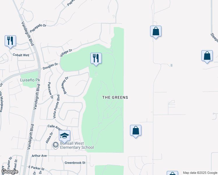 map of restaurants, bars, coffee shops, grocery stores, and more near 1033 Village Drive in Oceanside