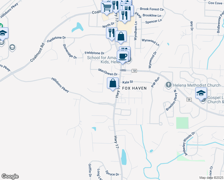map of restaurants, bars, coffee shops, grocery stores, and more near 5324 Highway 17 in Helena