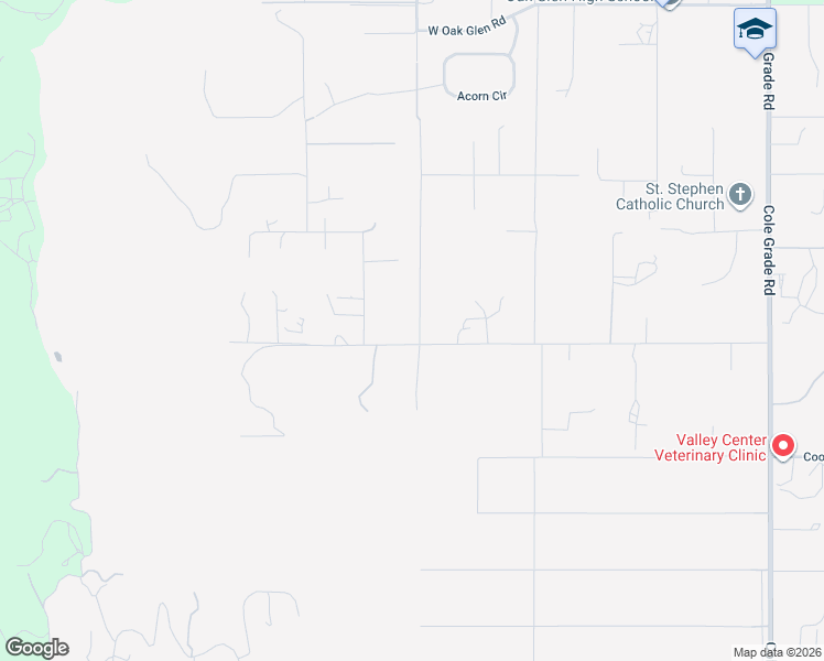 map of restaurants, bars, coffee shops, grocery stores, and more near 30810 Stardust Lane in Valley Center