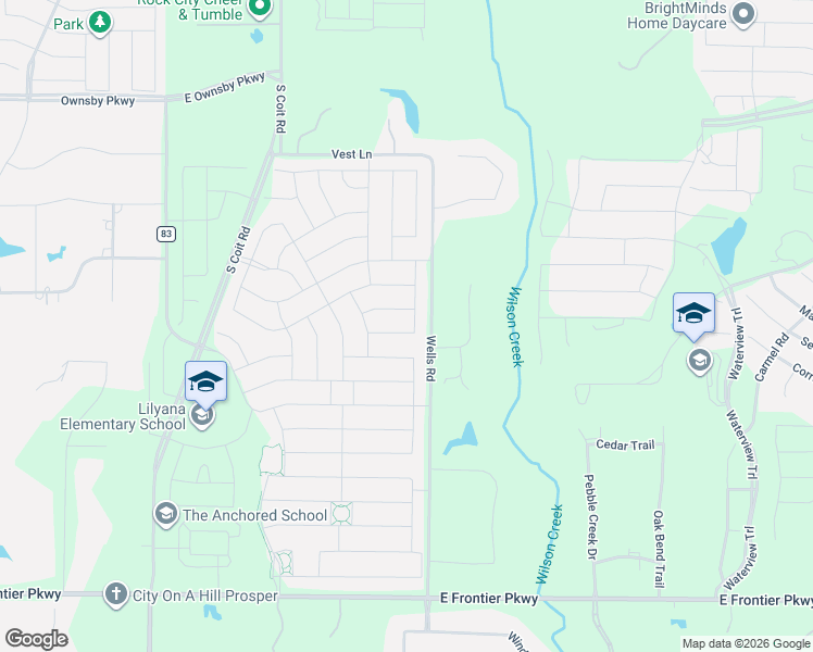 map of restaurants, bars, coffee shops, grocery stores, and more near 3725 Bridle Bend in Prosper
