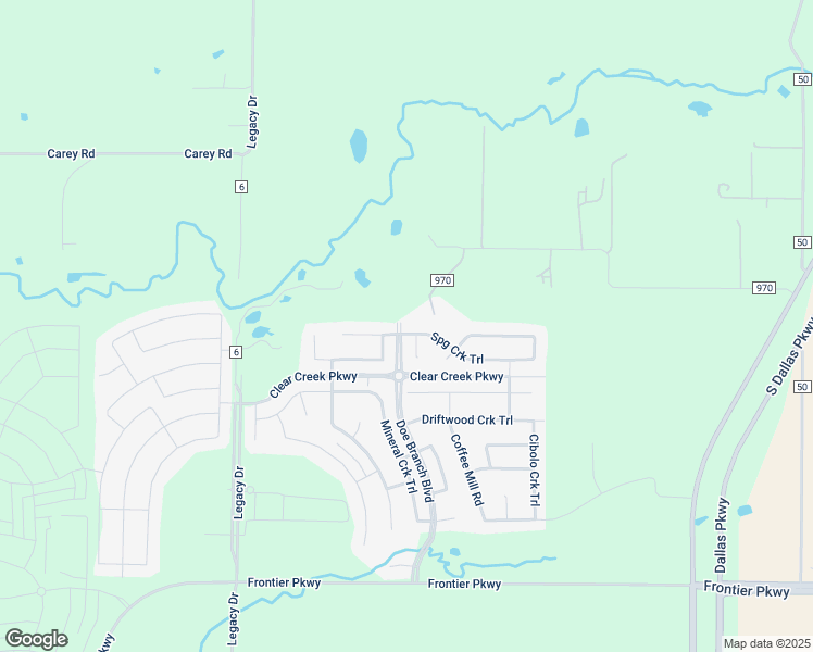 map of restaurants, bars, coffee shops, grocery stores, and more near 2931 Spring Creek Trail in Prosper